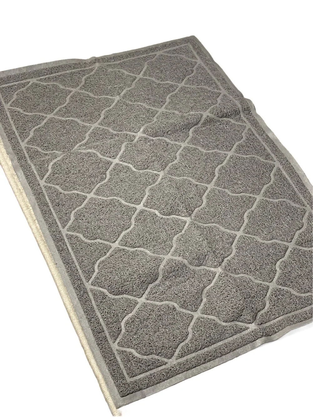 Extra Large Non-Slip Cat Litter Mat Gray Webbed Pattern for Effortless Cleaning